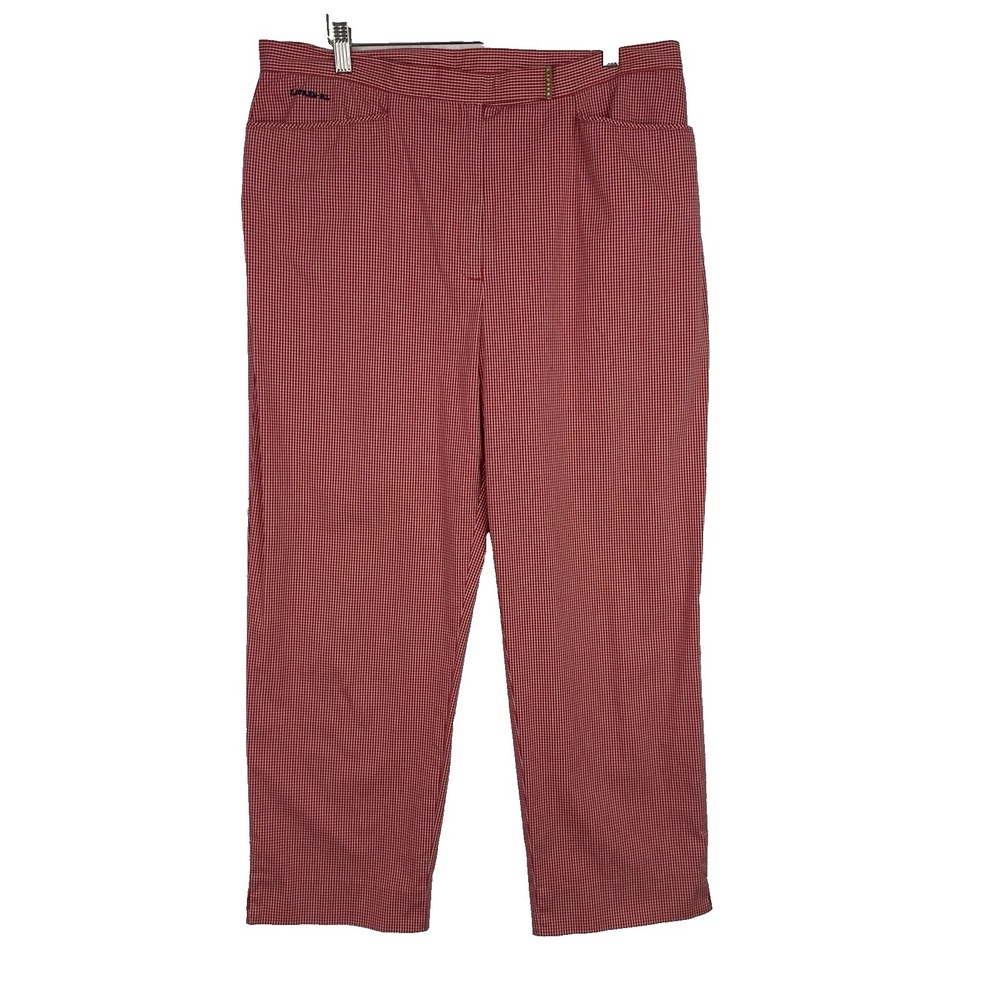 Lauren Ralph Lauren Womens‎ 16 Gingham Pants Red White Check Ankle Slit